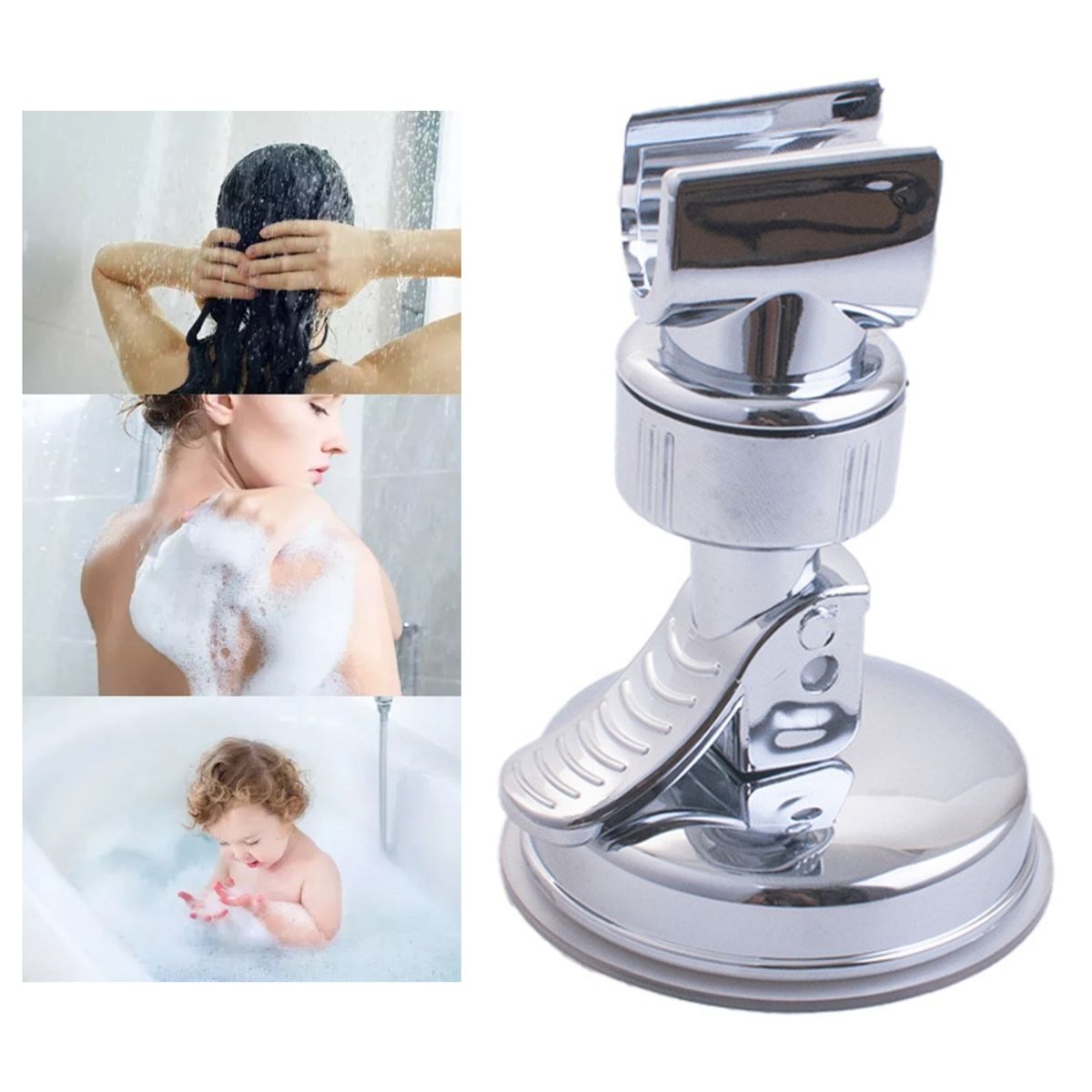 KINDA NICE - Soporte De Ducha De Lluvia Con Ventosa Sin Orificio Baño