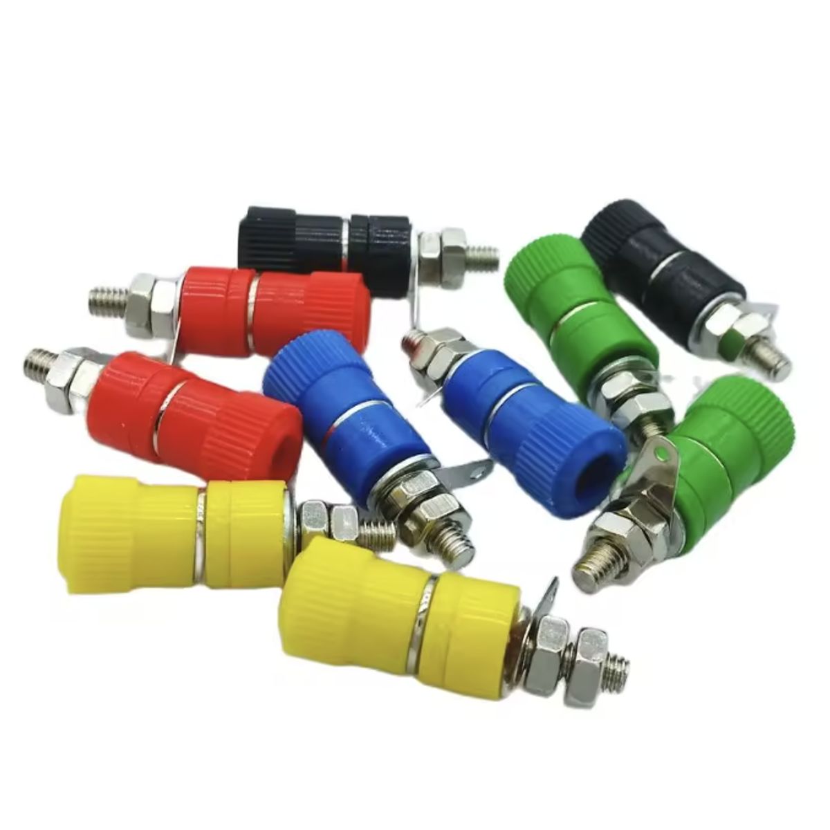 GENERICO - Pack 10 Conectores Banana Hembra Plug Multicolor Negro