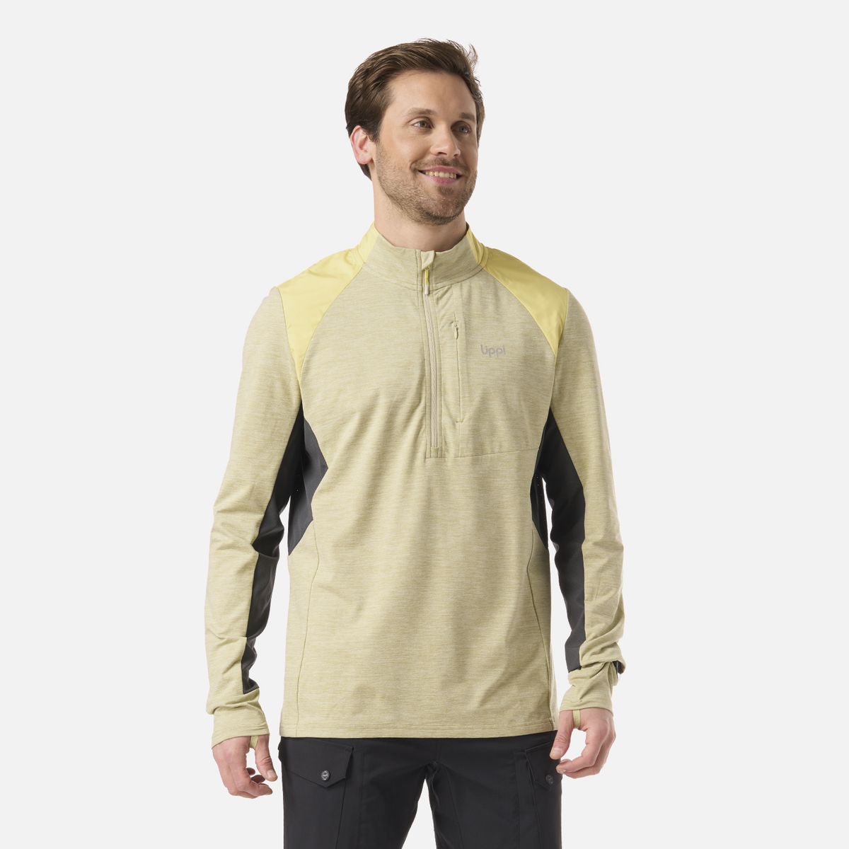 LIPPI - Polerón Hombre Egger 1/4 Zip Verde Manzana Lippi