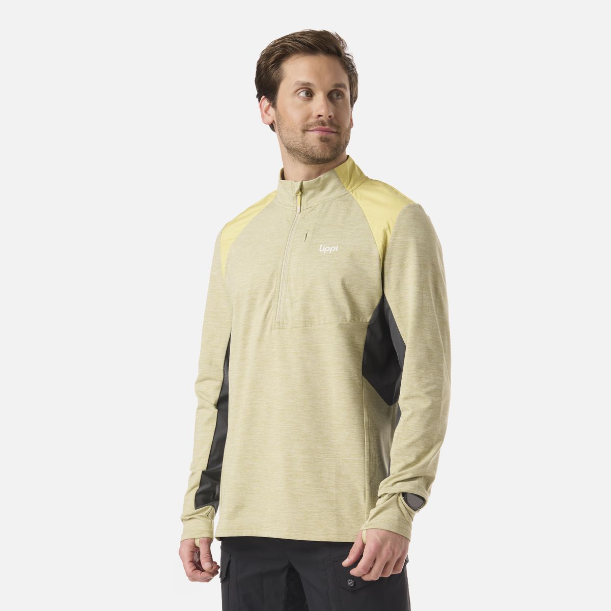 LIPPI - Polerón Hombre Egger 1/4 Zip Verde Manzana Lippi