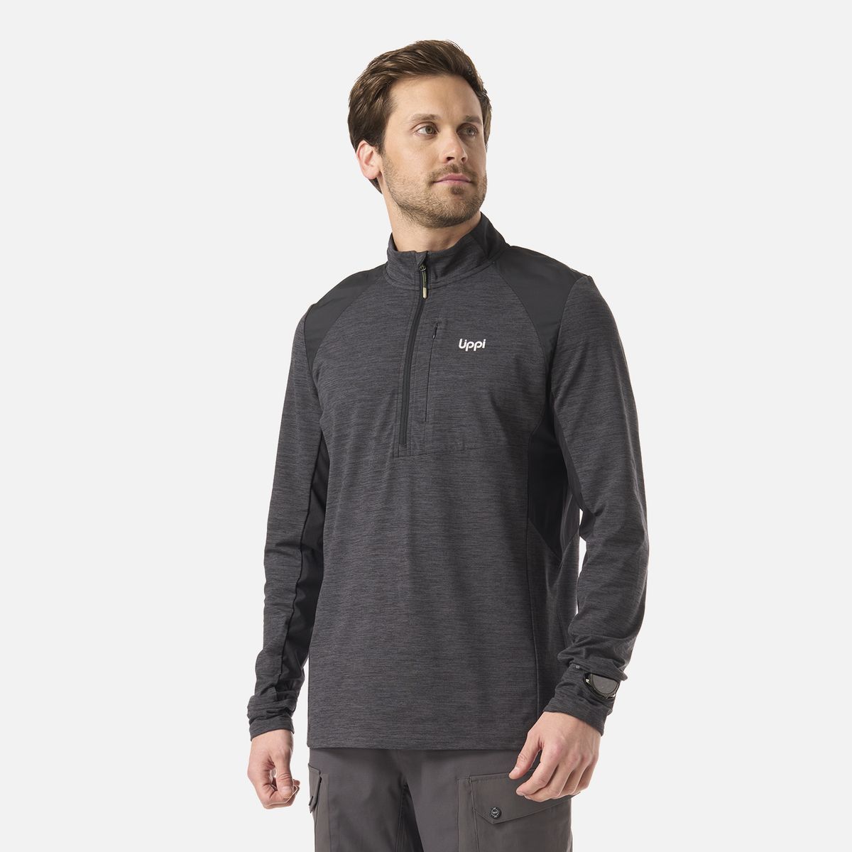 LIPPI - Polerón Hombre Egger 1/4 Zip Negro Lippi