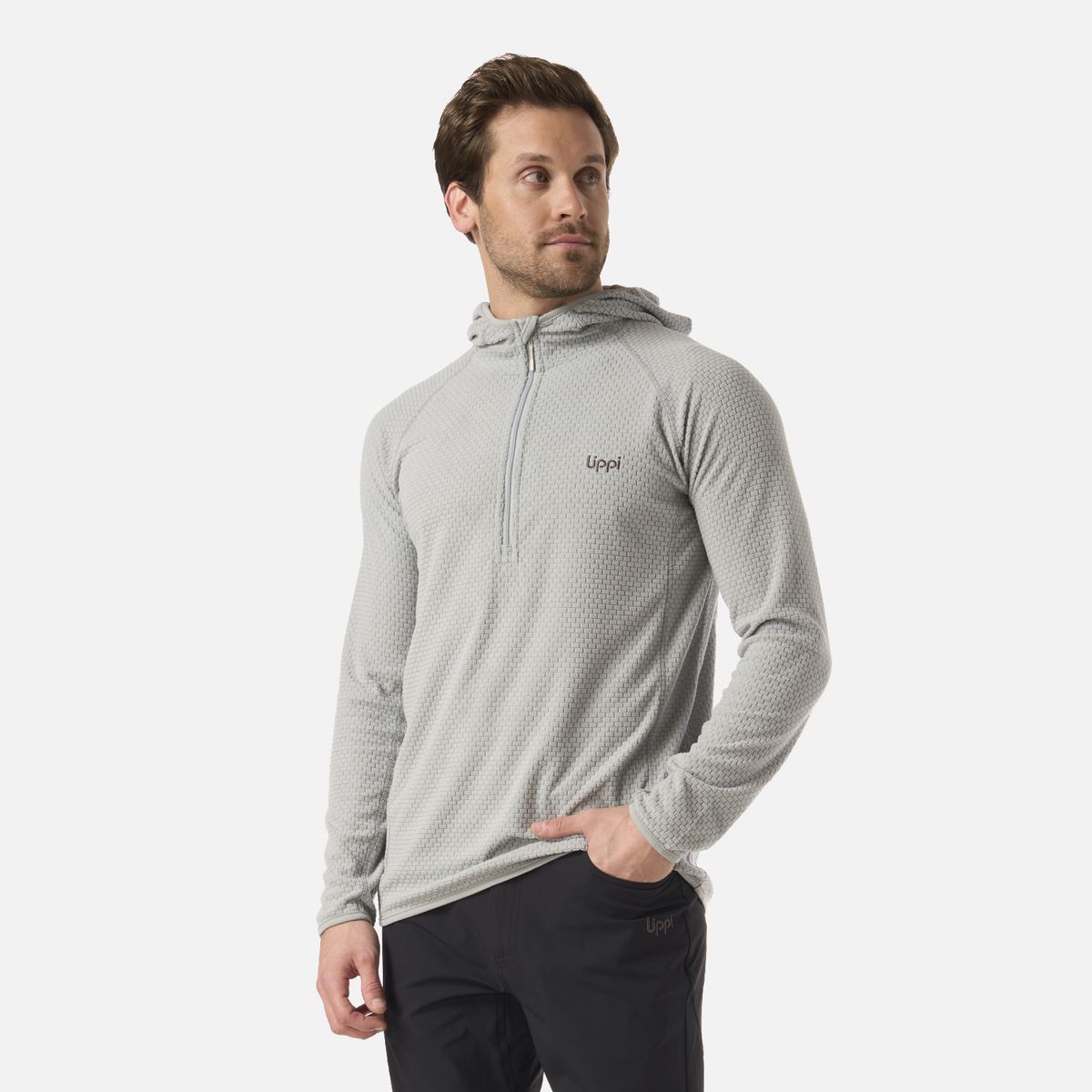 LIPPI - Polerón Hombre Jacaranda Nano-F 1/4 Zip Hoody Gris Lippi