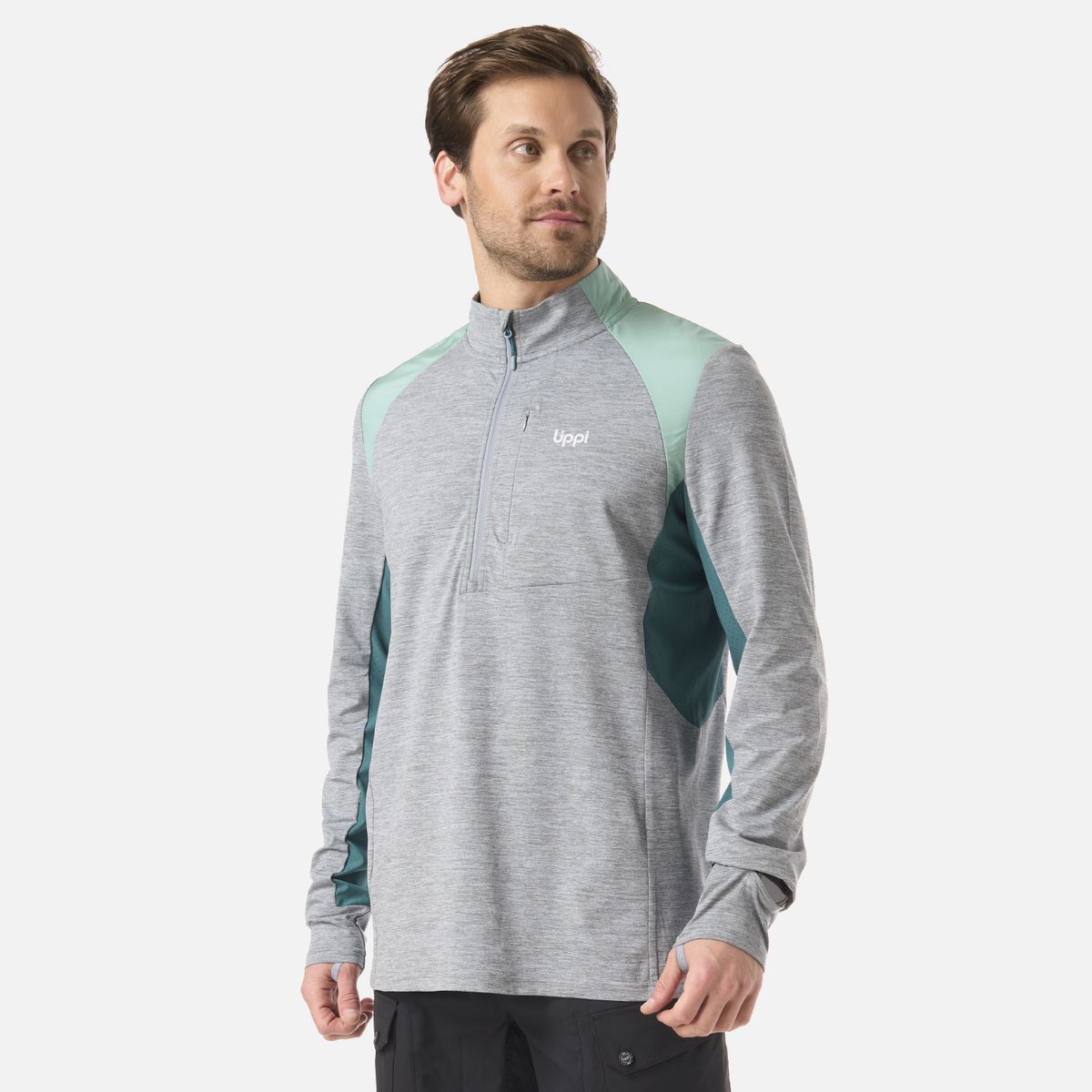 LIPPI - Polerón Hombre Egger 1/4 Zip Gris Lippi