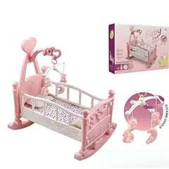 GENERICO - Cuna Mecedora Para Muñecas Con Móvil Musical