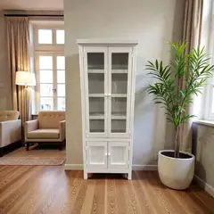 GENERICO - Vitrina de Madera Vintage S 70x32x180 color Blanco