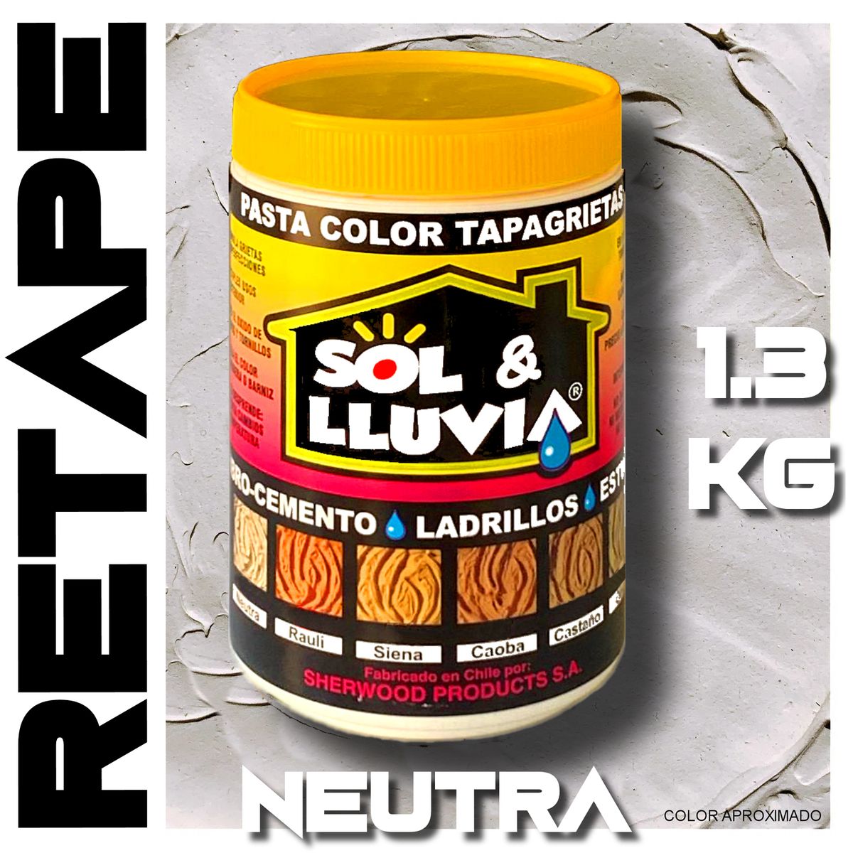 SOL Y LLUVIA - RETAPE PARA MADERA Y MUEBLES INTERIOR  EXTERIOR SOL Y LLUVIA® NEUTRA 1,3 KG