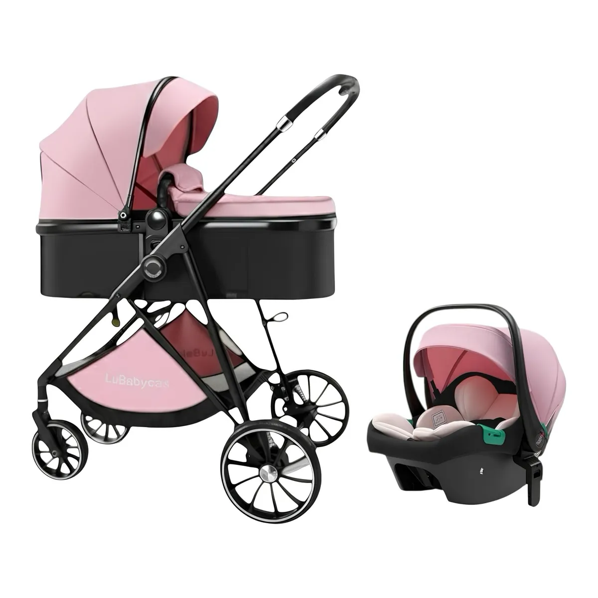 LUBABYCAS - Coche bebé Travel System Toldo 360°Gese Baby Rosado Lubabycas