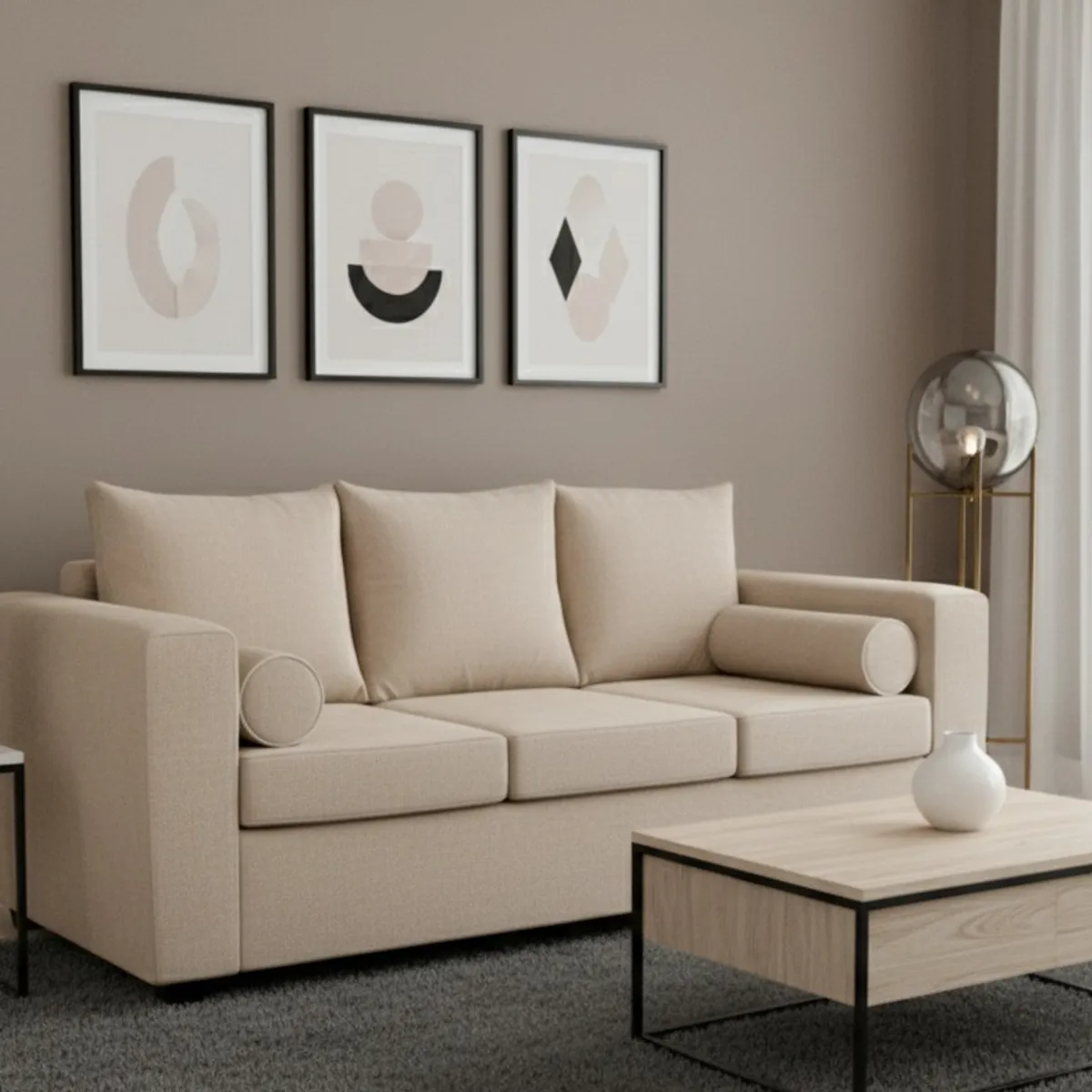 FANCY HOGAR - sofa prince 3 cuerpos felpa