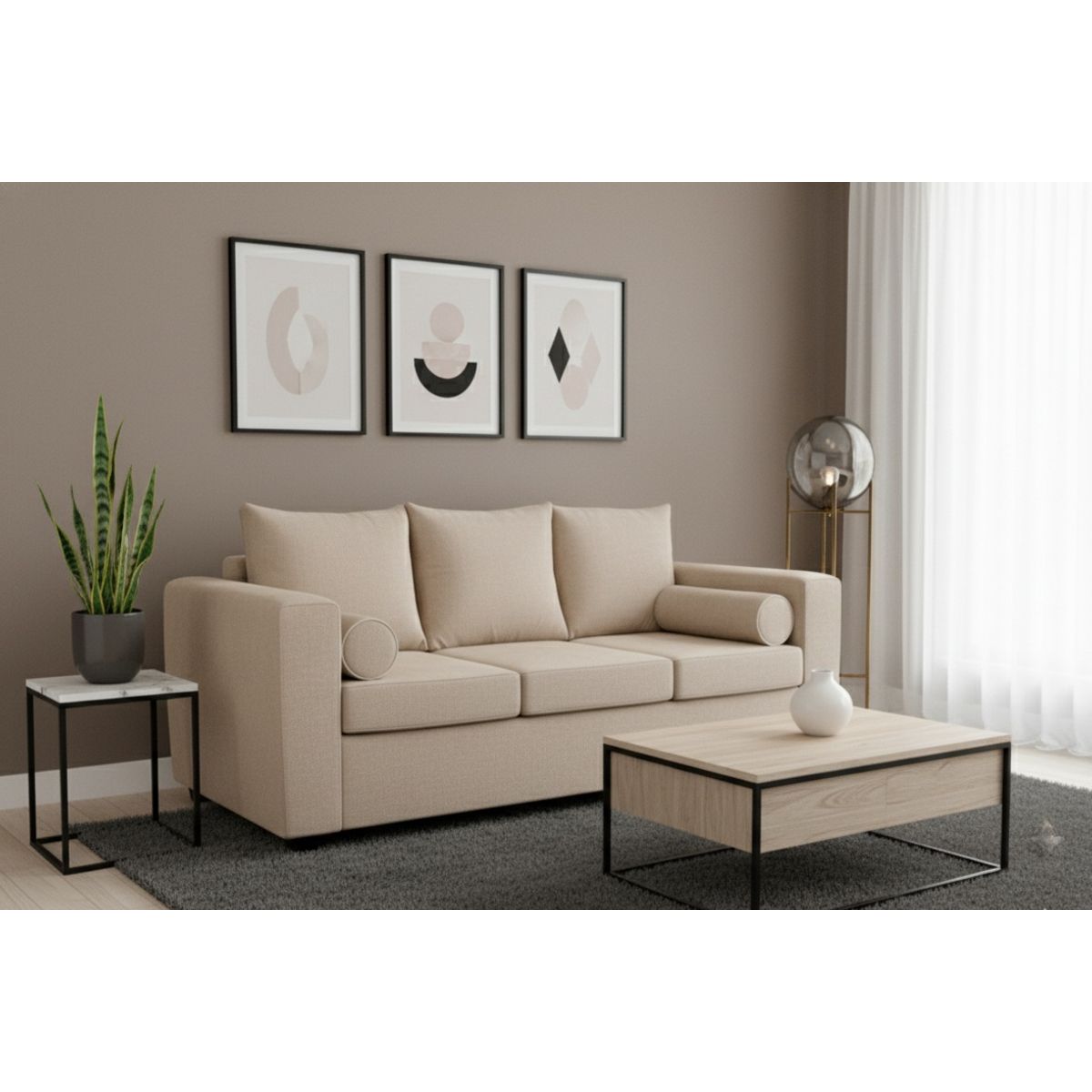 FANCY HOGAR - sofa prince 3 cuerpos felpa