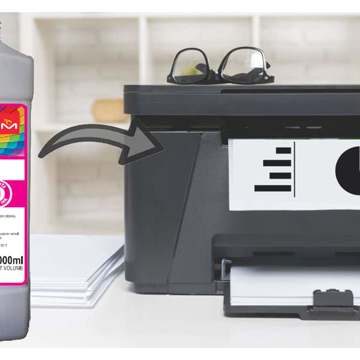 MALIK - Tinta Magenta 1 Litro compatible Canon Pixma Tinta continua G3170