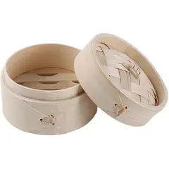 NEWTREE - Cesta vaporera bambú con tapa cocinar en la cocina