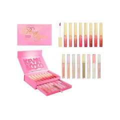 GENERICO - Set De 8 Brillos Labial + 8 Sombras Gliter Set Regalo Premium