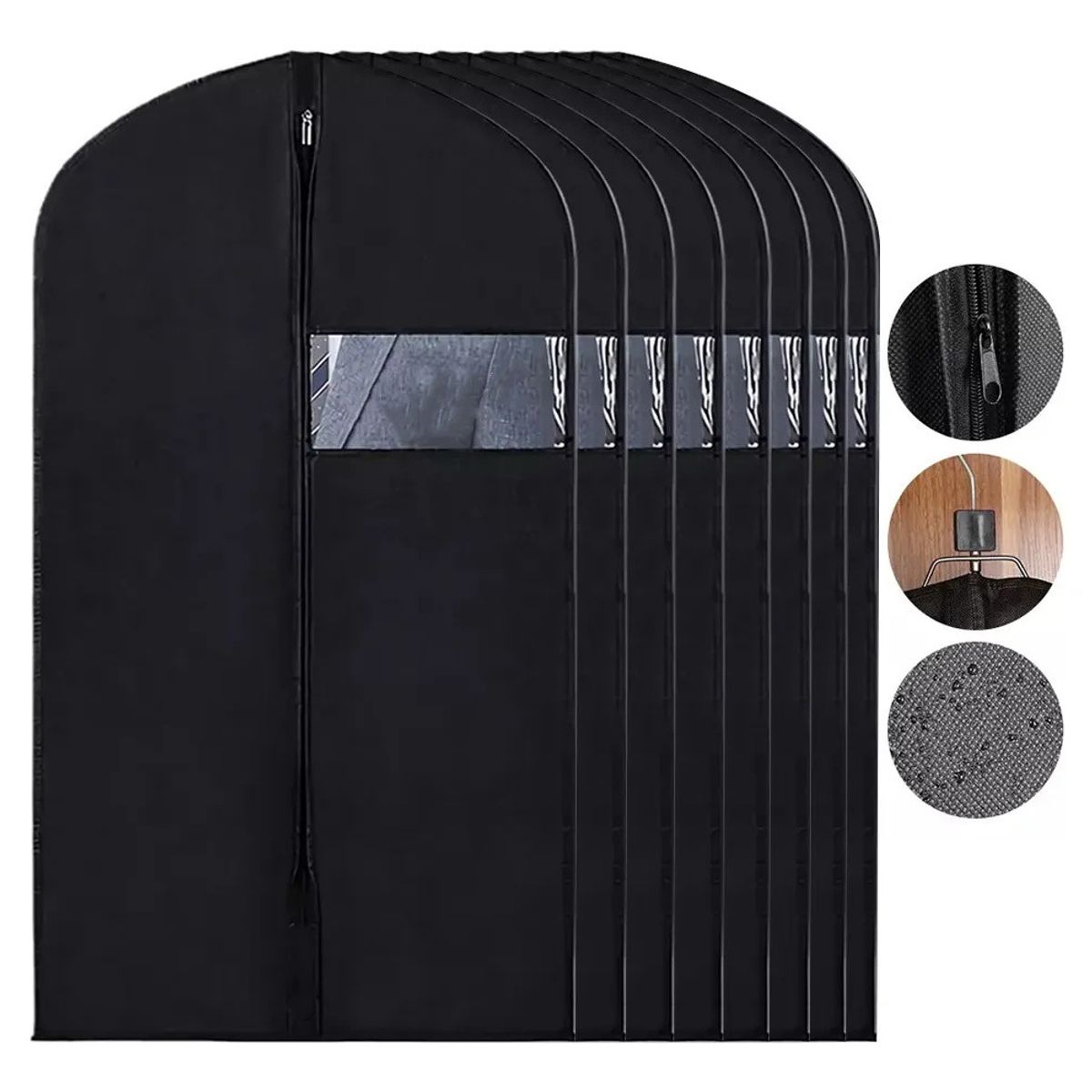 KUANGYE - Pack 6 Funda Cubre Vestido Traje Guarda Terno 100×60cm Negro