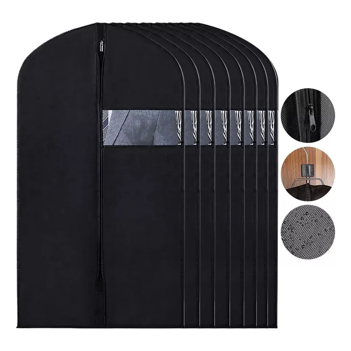 KUANGYE - Pack 6 Funda Cubre Vestido Traje Guarda Terno 100×60cm Negro