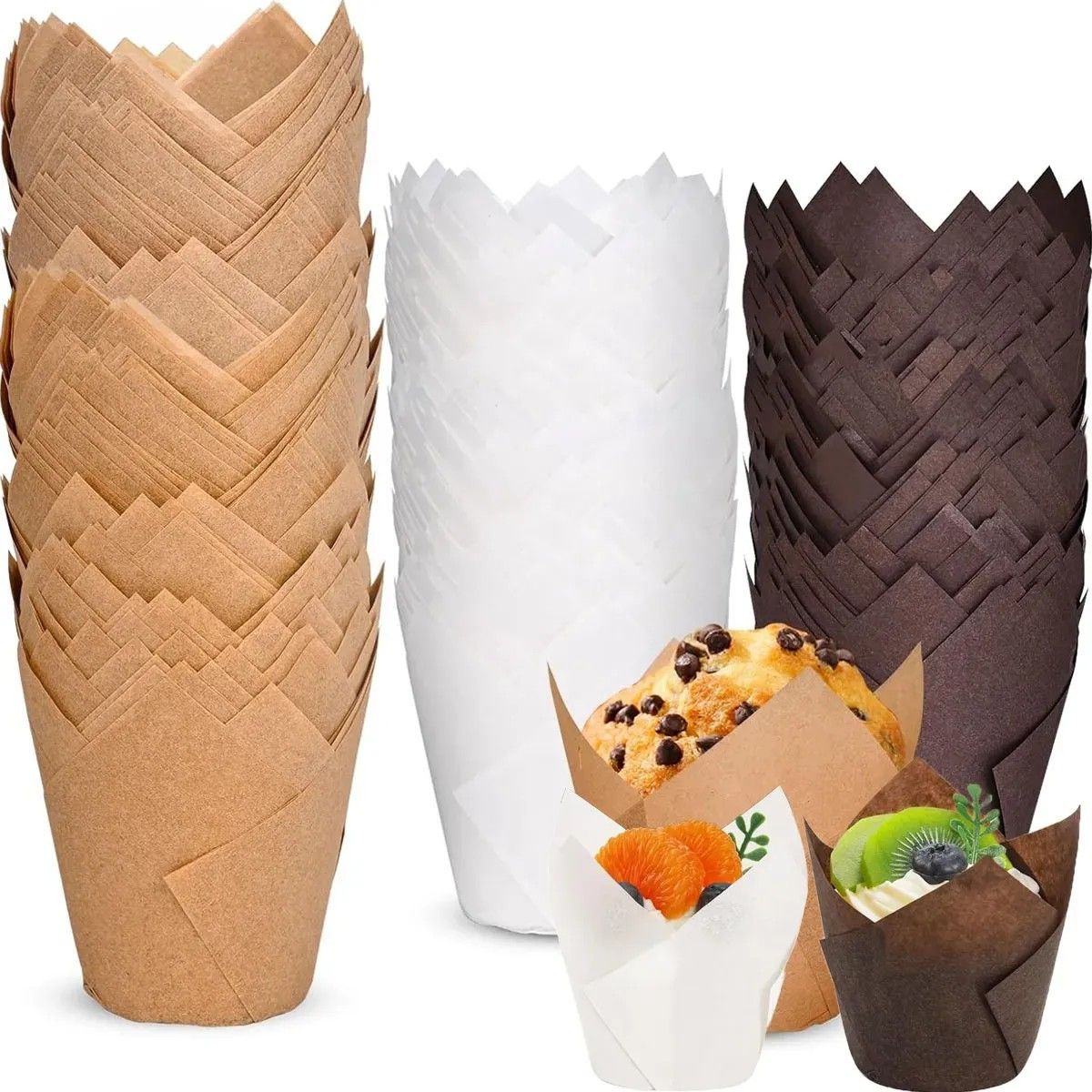 KUANGYE - 200 Tulipas / Capacillo De Papel Muffin, Magdalenas, Cupcake