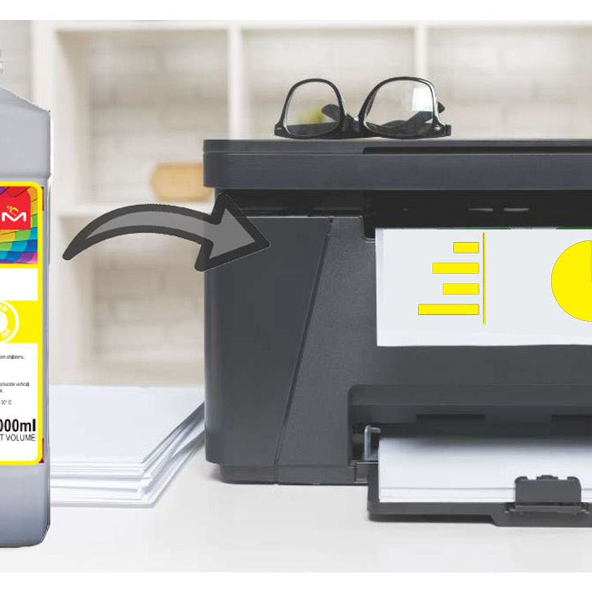 MALIK - Tinta Amarilla 1 Litro Compatible Brother BT5001Y MFC-T930DW