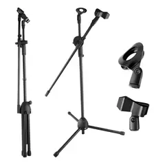 SUPERCENTER - Atril Micrófono Soporte Pedestal Profesional Ajustable Negronegro