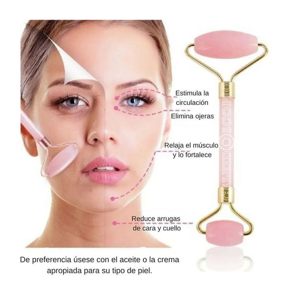 GENERICO - Set Masajeador Facial  Roller y Gua Sha Rosa