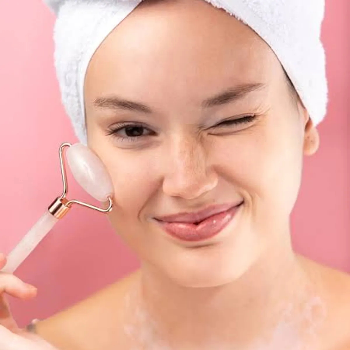 GENERICO - Set Masajeador Facial  Roller y Gua Sha Blanco