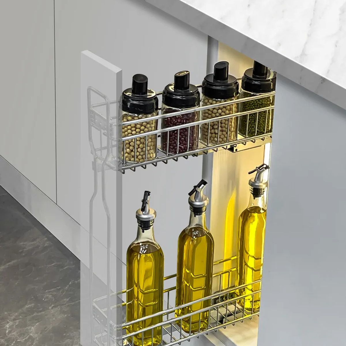 KUANGYE - Especiero Corredera Oculta Cierre Suave 150mm