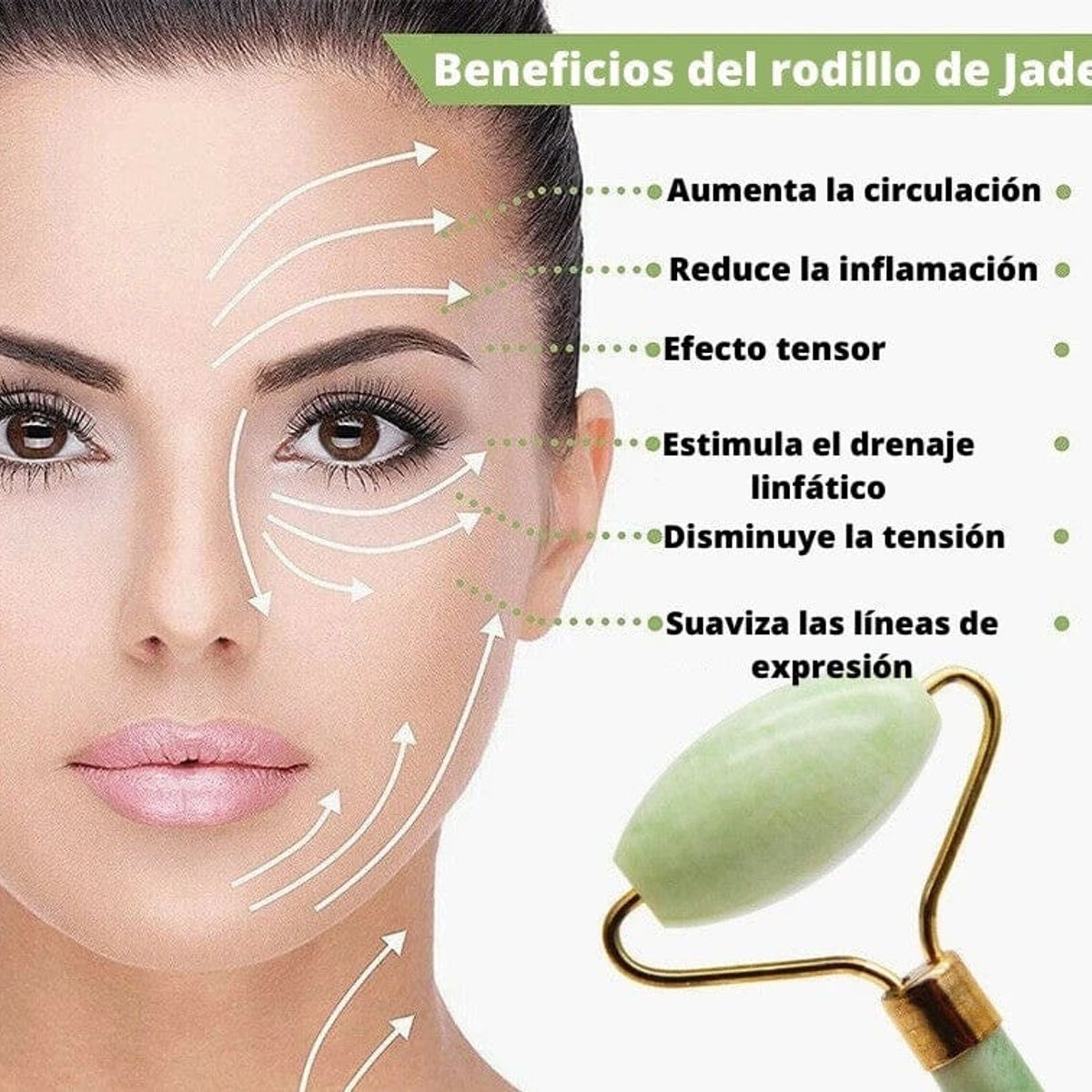 GENERICO - Set Masajeador Facial  Roller y Gua Sha Verde