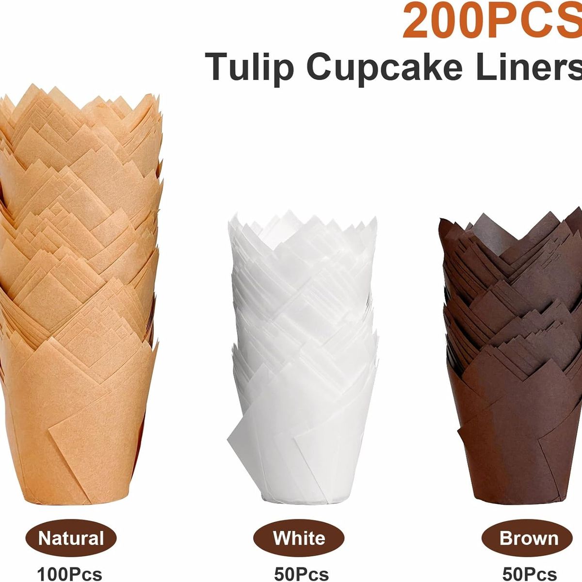 KUANGYE - 200 Tulipas / Capacillo De Papel Muffin, Magdalenas, Cupcake