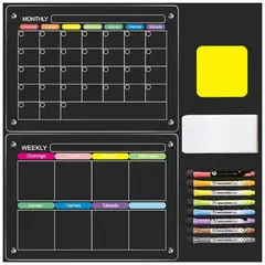 KUANGYE - Pack 2 Pizarras Planner Mensual - Semanal, Imán Refrigerador