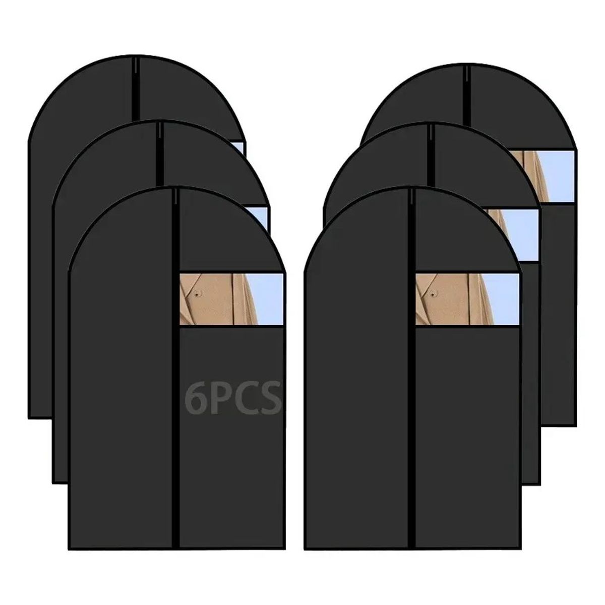 KUANGYE - Pack 6 Funda Cubre Vestido Traje Guarda Terno 100×60cm Negro