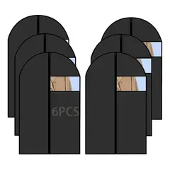 KUANGYE - Pack 6 Funda Cubre Vestido Traje Guarda Terno 100×60cm Negro