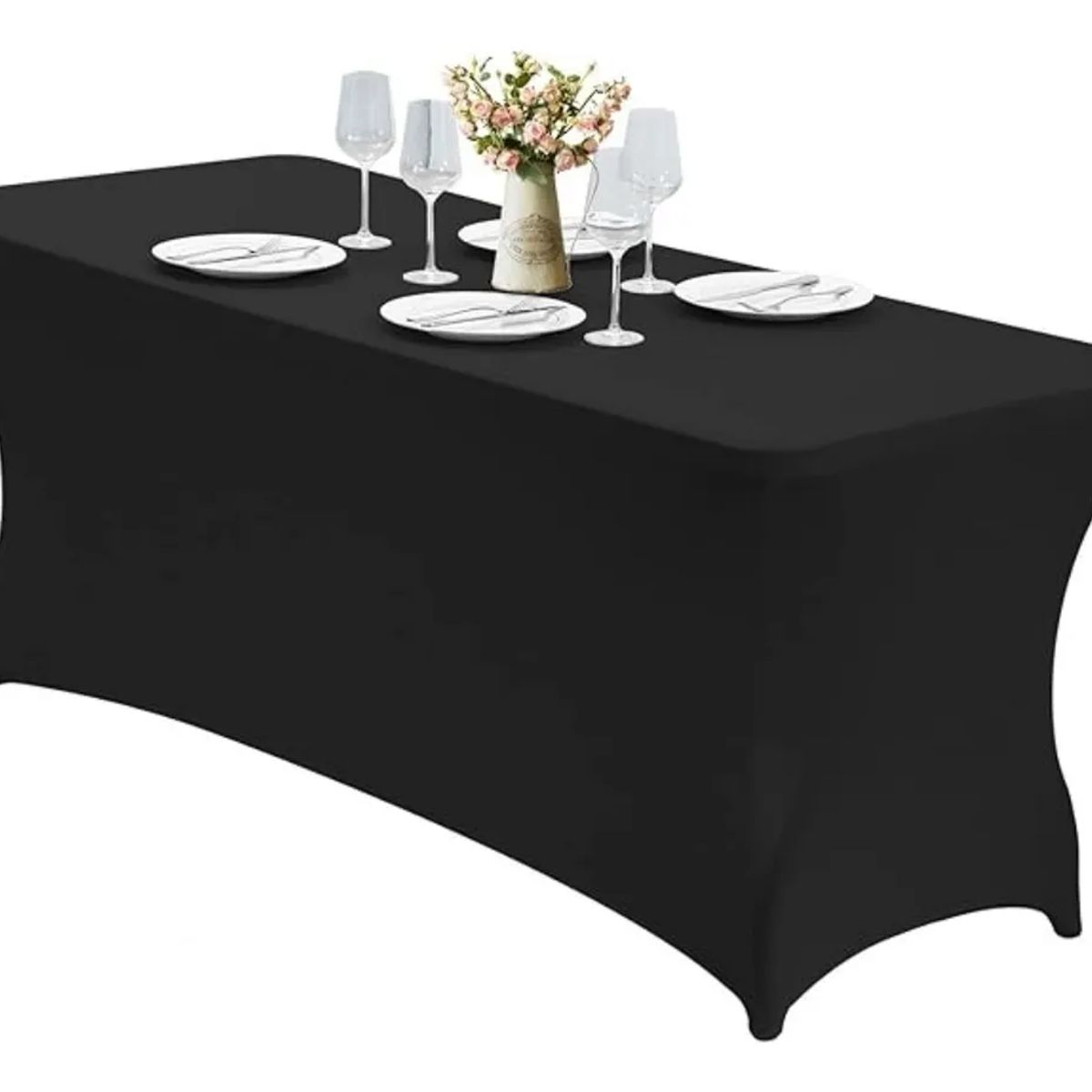 SUPERCENTER - Funda De Mantel Tela Spandex Mesa 183x76x76 Cm Evento 6 Ft(Liso,Negro)
