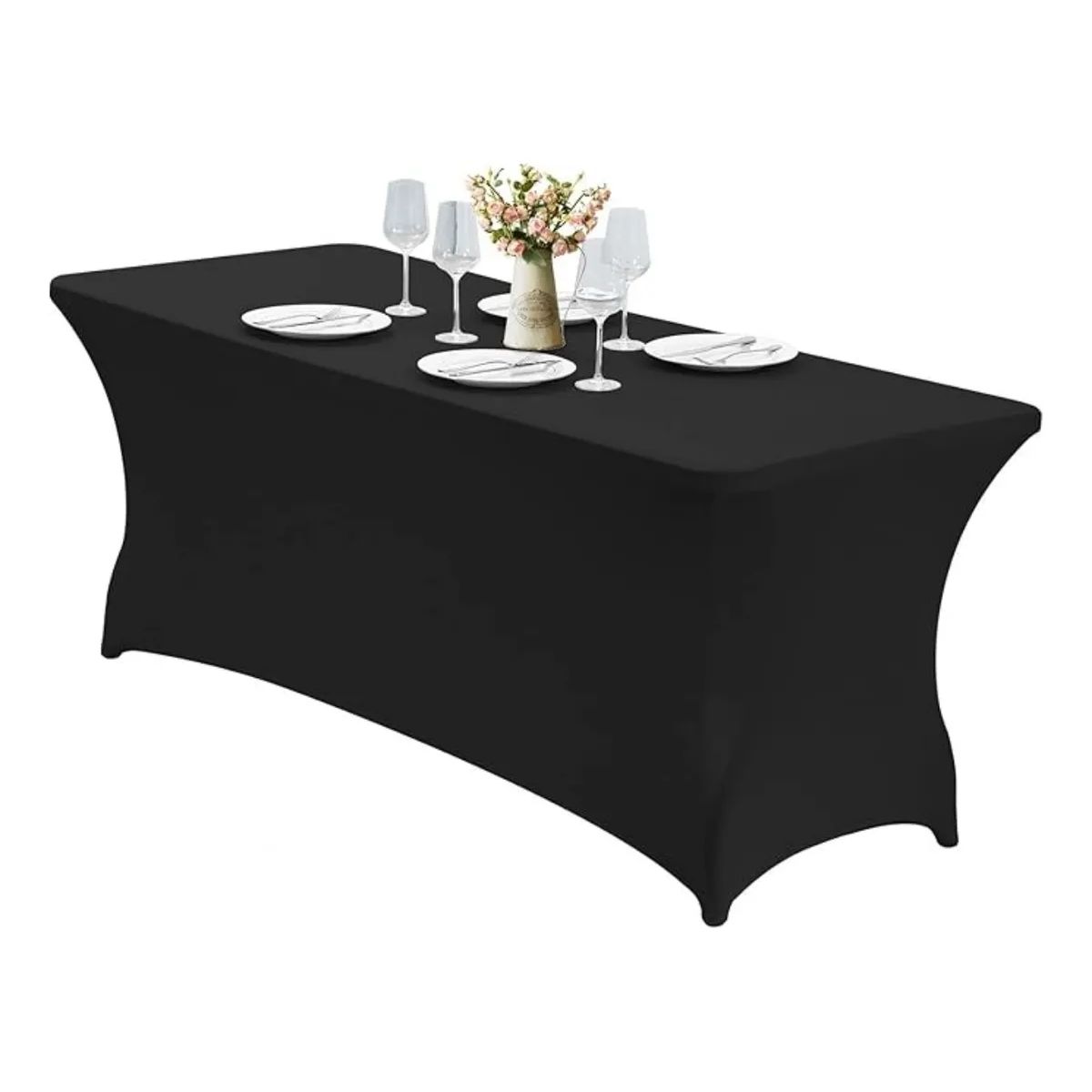 SUPERCENTER - Funda De Mantel Tela Spandex Mesa 183x76x76 Cm Evento 6 Ft(Liso,Negro)