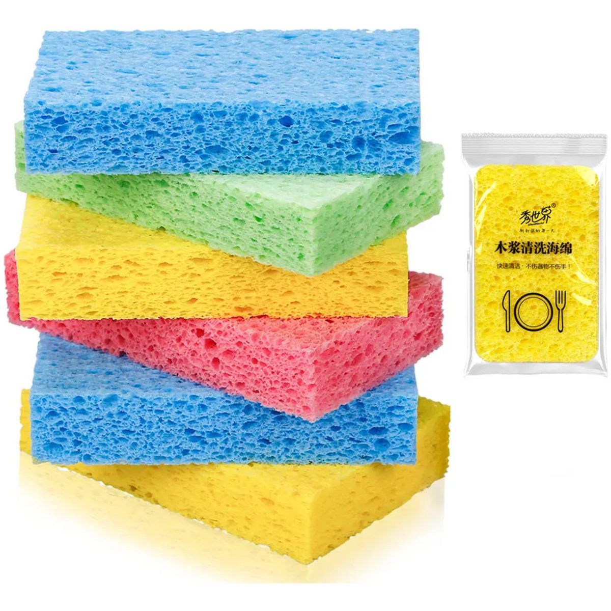 GENERICO - 5 Unidades Paño Esponjas Cocina Multiusos Multicolor