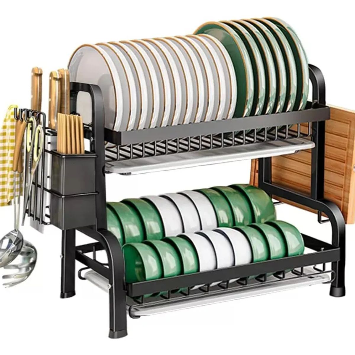 SUPERCENTER - Escurridor Secador De Loza Platos Extraíble 2 Niveles(negro)