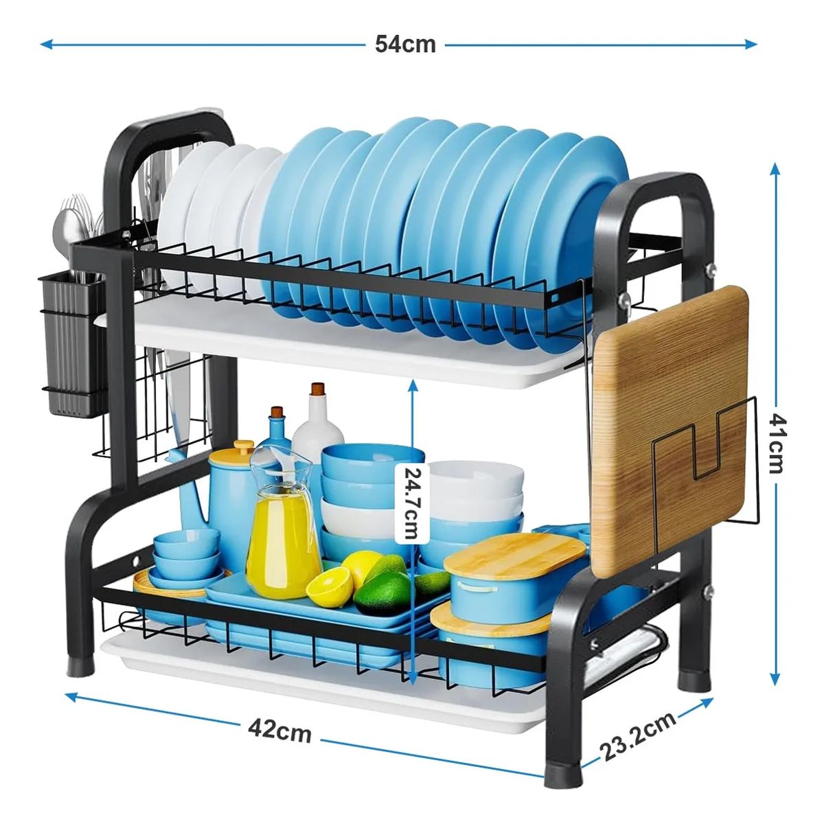 SUPERCENTER - Escurridor Secador De Loza Platos Extraíble 2 Niveles(negro)