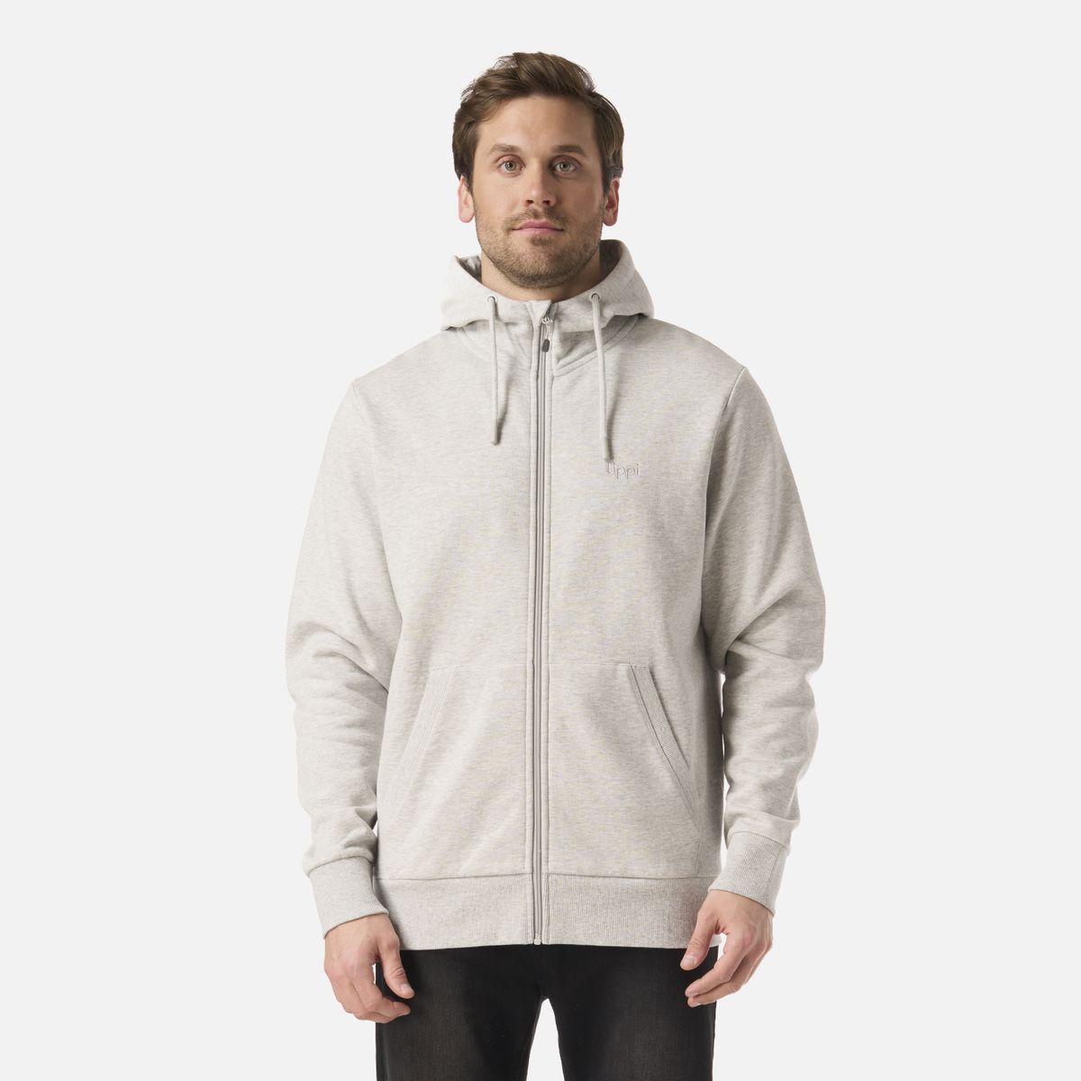 LIPPI - Polerón Hombre Ulmo Full Zip Hoody Sweatshirt Gris Melange Lippi