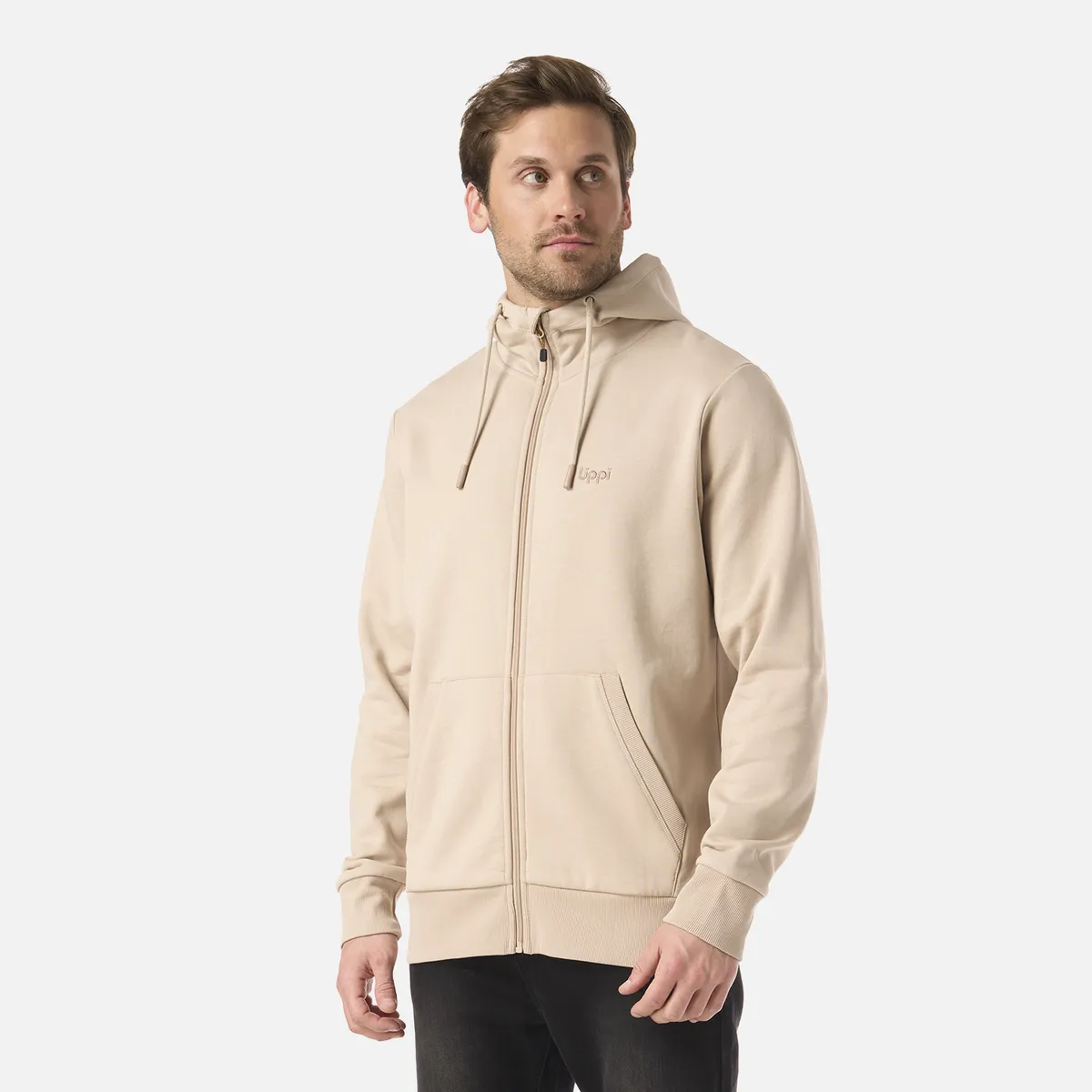 LIPPI - Polerón Hombre Ulmo Full Zip Hoody Sweatshirt Beige Lippi
