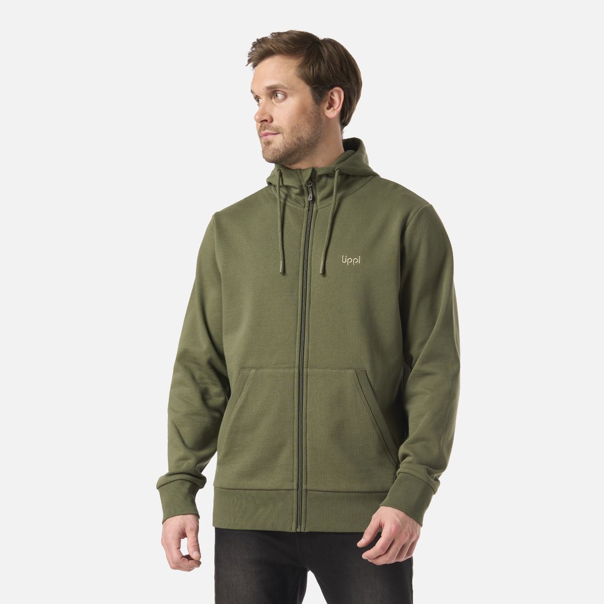 LIPPI - Polerón Hombre Ulmo Full Zip Hoody Sweatshirt Verde Musgo Lippi