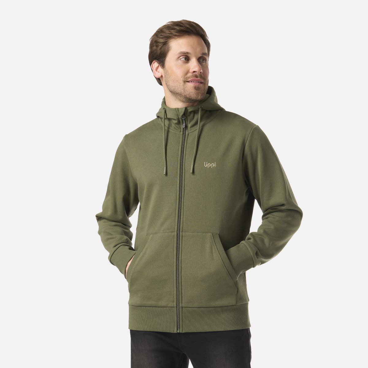 LIPPI - Polerón Hombre Ulmo Full Zip Hoody Sweatshirt Verde Musgo Lippi
