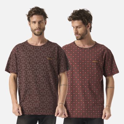 Haka Honu Polera Hombre Bi-Curioso Print Vino