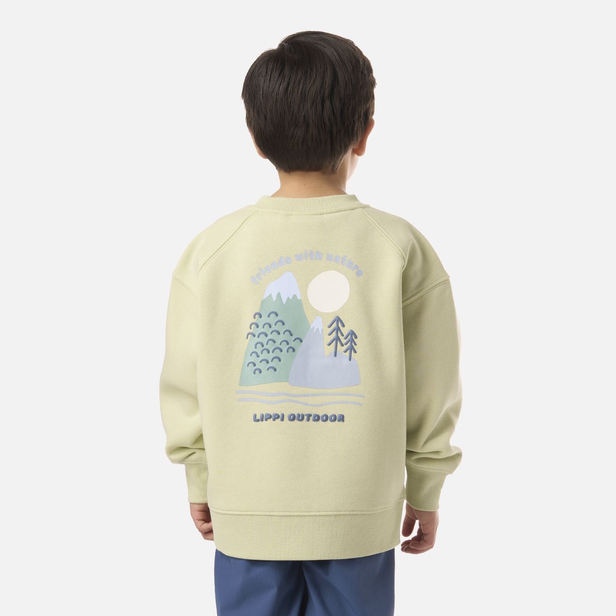LIPPI - Polerón Niño Insigne Sweatshirt Oversize Gris Claro / Verde Agua Lippi