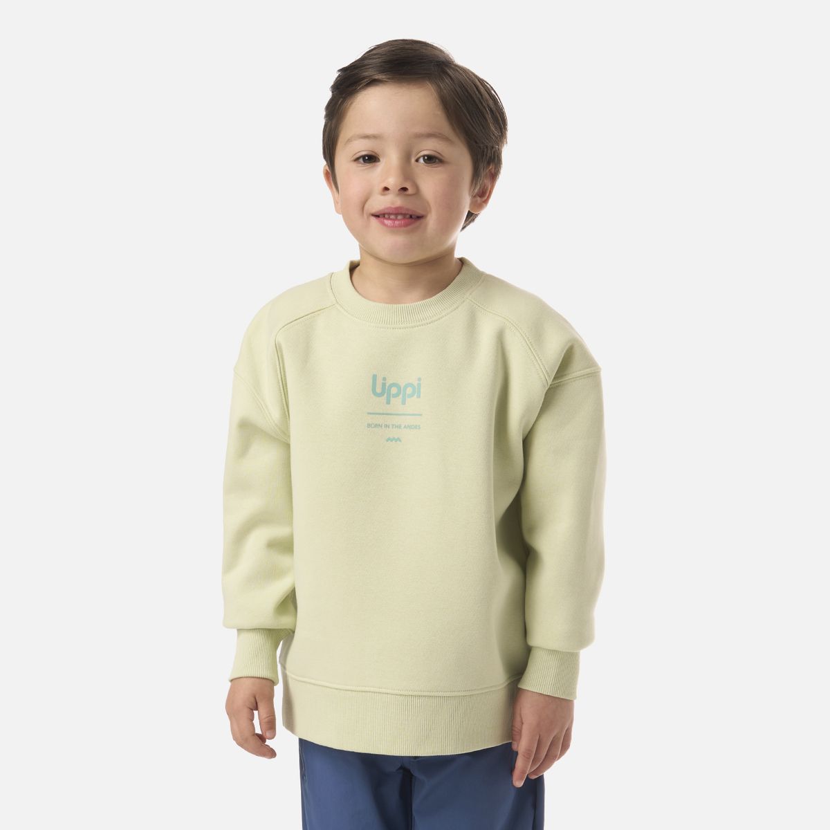 LIPPI - Polerón Niño Insigne Sweatshirt Oversize Gris Claro / Verde Agua Lippi