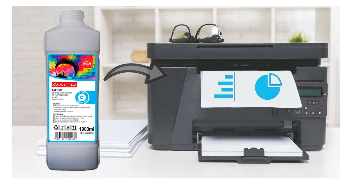 Tinta Cyan 1 Litro Compatible Brother BT5001C MFC-T4500DW