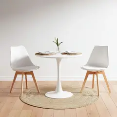 PANDALINO - Comedor Mesa Tulip Blanca 80cm + 2 Sillas Tulip Blanca