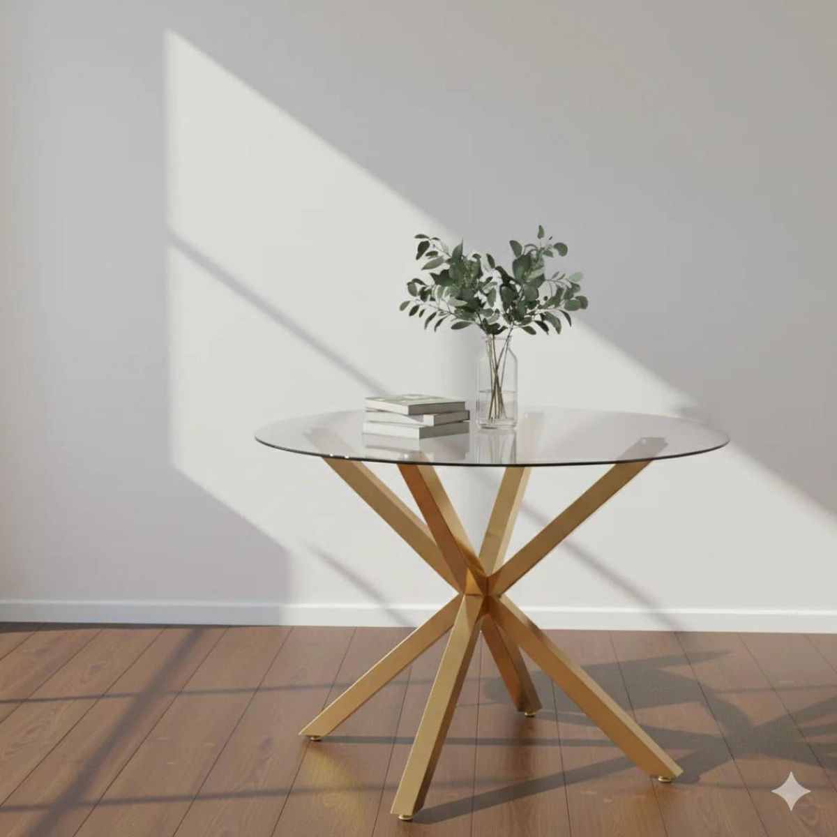 PANDALINO - Mesa Redonda Equiz 100cm - Patas X Dorada