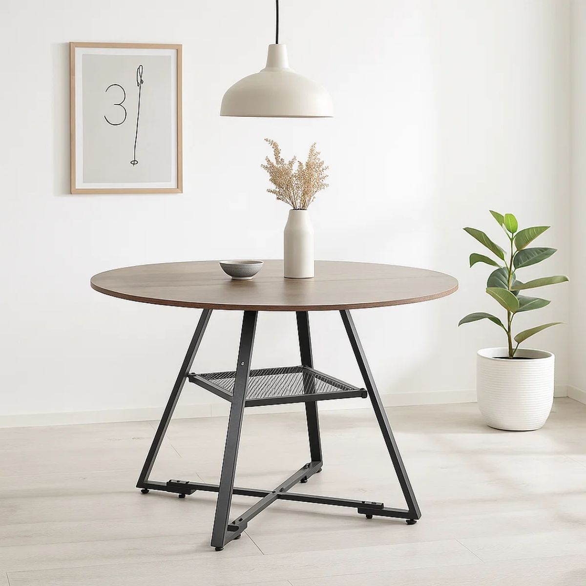 PANDALINO - Mesa de Comedor Redonda Clifton D120 cm - Diseño Industrial Rústico