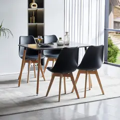 PANDALINO - Comedor Mesa Rectangular Brunell 120x80 Negra + 4 Sillas Tulip Negra