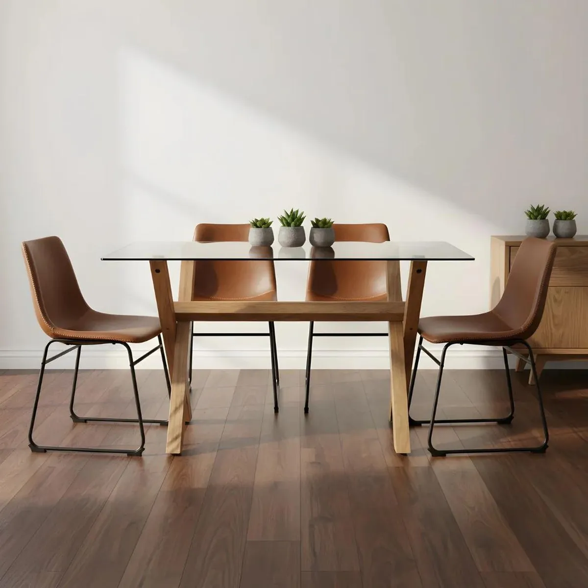 Comedor Mesa Xinia 130X80 + 4 Sillas Toscana, marca PANDALINO - Foto Principal