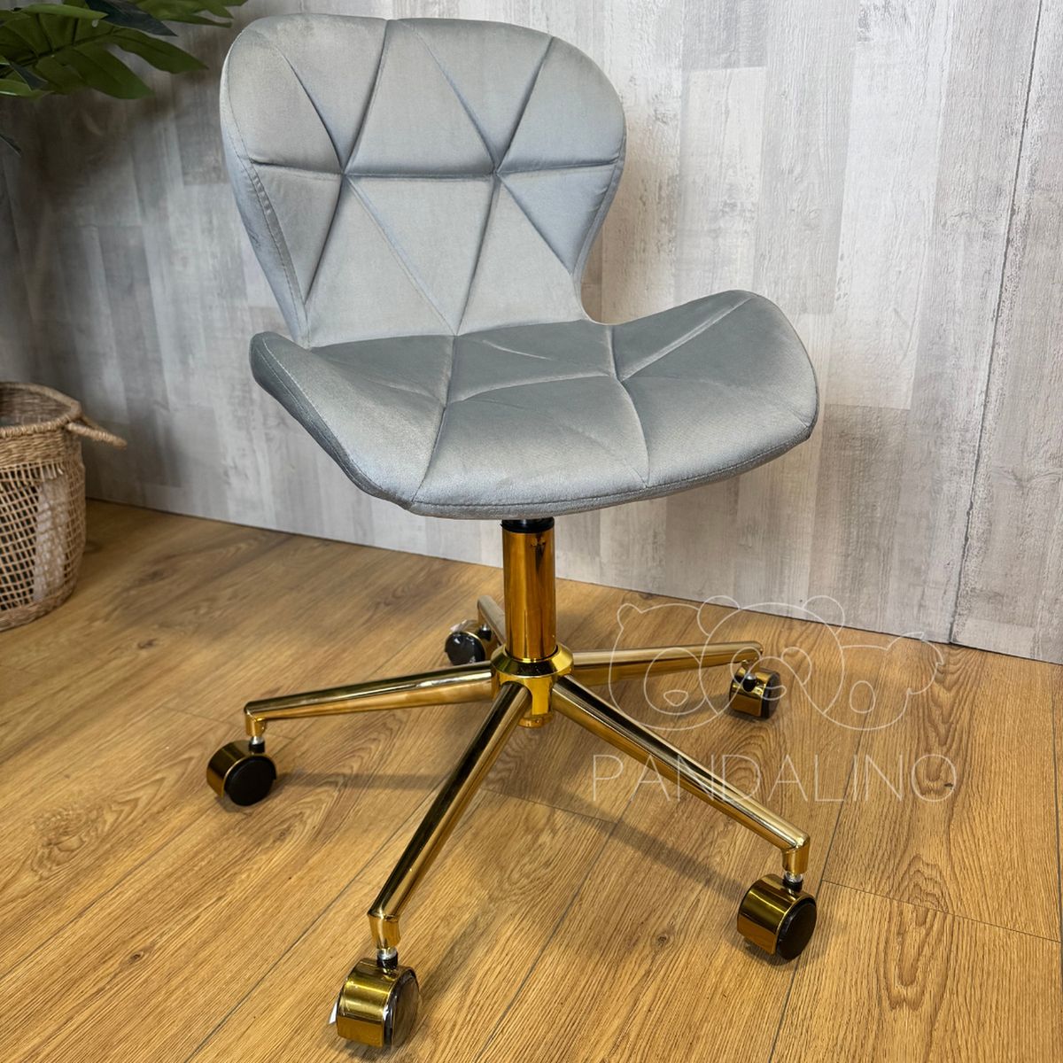 PANDALINO - Silla Oficina Escritorio Rubik - Giratoria- Ergonómica - Felpa Gris