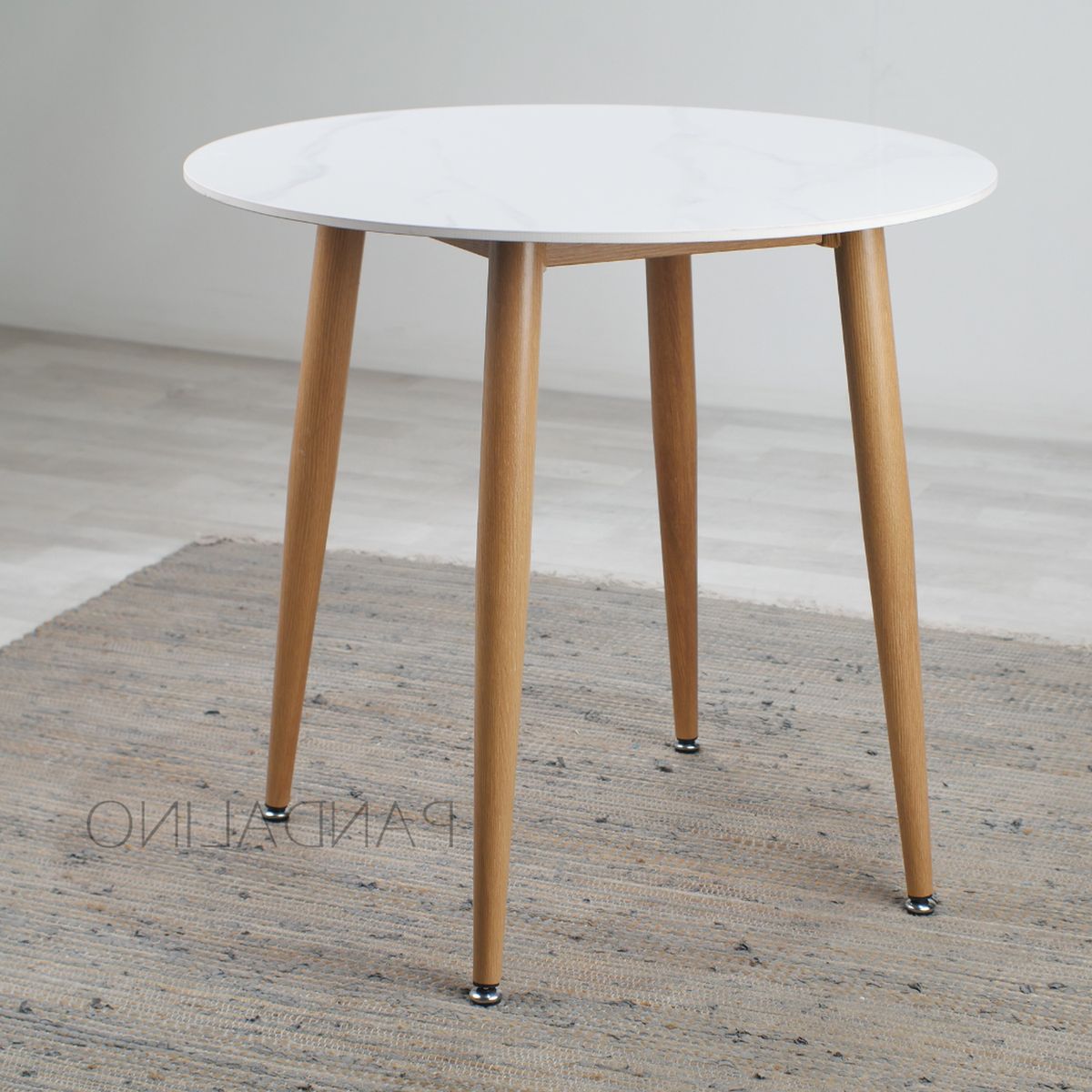 PANDALINO - Mesa Redonda Nevada 100 cm - Diseño Minimalista Piedra Sinterizada