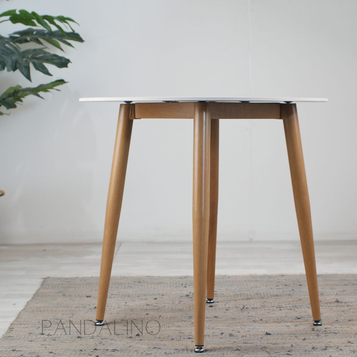 PANDALINO - Mesa Redonda Nevada 100 cm - Diseño Minimalista Piedra Sinterizada